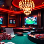 Cakhiatv live football betting experience in a luxurious casino setting with vibrant screens and betting elements.
