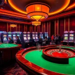 SODO casino scene featuring gamblers at poker tables and vibrant slot machines.