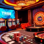 Players enjoying the excitement of online casino games at TR88, with vibrant tables and dynamic action.