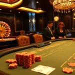 Engage in thrilling blackjack action at 98win vin's elegant casino table, showcasing professional players.