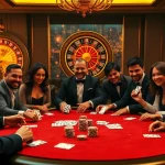 Exciting poker game at FABET casino featuring vibrant lighting and luxury ambiance.