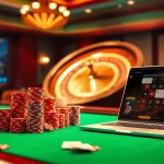 Engage in immersive gameplay at https://xx88.lol/ featuring vibrant poker chips and a roulette wheel.