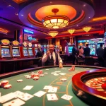 Experience the thrill at 23win's casino with vibrant slot machines and an engaging poker table.