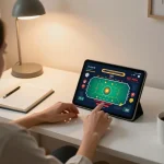 Kuwin player strategizing while enjoying online casino games in a comfortable home setting