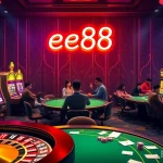 Players enjoying an exhilarating gambling experience at ee88 casino, featuring roulette and slot machines.