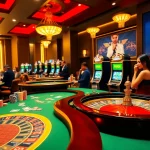 Engaging gamblers at 888NEW, showcasing vibrant online casino action with poker chips and a roulette wheel.