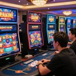 Excited players enjoying games at 23win online casino, showcasing vibrant graphics and promotions.