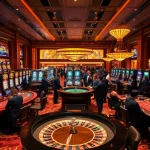 Luckywin casino scene with vibrant tables and engaged players enjoying thrilling games.