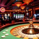 Players enjoy the vibrant excitement of QQ88 casino games with roulette and slot machines in view.