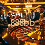 Players excitedly engage at the 888b roulette table, surrounded by vibrant casino atmosphere.
