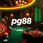 Experience the excitement of pg88 at a vibrant casino table with poker chips and cards.