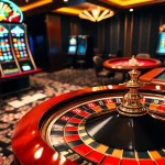 Experience the excitement of online gambling at https://bem88v.com/ with vibrant casino visuals of roulette and poker tables.