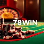 Experience exhilarating gameplay at 78WIN with poker chips and spinning roulette wheels.