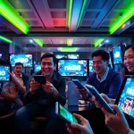 Engaging gaming scene showcasing players enjoying the nk88 app on modern devices.