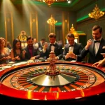Go8 players excitedly betting at a luxurious casino table, showcasing elegance and thrill.