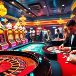 NET88 features a vibrant casino scene with engaged players at a roulette table and neon lights.