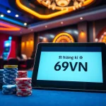 Engaging in a thrilling game while registering for Đăng ký 69VN at a luxurious casino setting.