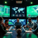 Dynamic football analysis studio showcasing live scores and analysts discussing strategies on bongdanet.