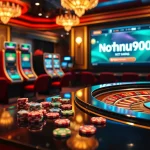 Experience thrilling gaming at https://nohu90.pink/ with vibrant slot machines and poker chips.