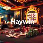 Haywin casino players engage at a luxurious poker table with vibrant chips and cards.