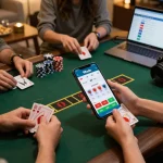 Playing blackjack on the 98win app, showcasing exciting gameplay with strategic bets and chips.