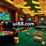 Players engaging in high-stakes games at uu88 com casino, surrounded by vibrant gambling visuals.