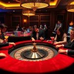 Experience the thrill of 'tr88' at a luxurious casino with vibrant tables and excited players.