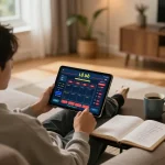 Lô Đề betting interface displayed on a tablet in a cozy gaming setup.