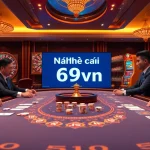 Experience the thrill of online gambling with Nhà cái 69vn, showcasing a high-stakes poker scene.