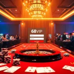 Join the excitement with Đăng Nhập Nhà Cái 68VIP in a dynamic casino environment featuring poker and roulette.