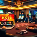 Players enjoying a thrilling game at KK55 online casino with vibrant atmosphere.