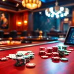Exciting poker game scene at TG88 casino with vibrant chips and cards.