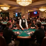 Players enjoying dynamic blackjack action at the upscale casino floor, as depicted on https://www.mnm88.com/