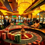 Engaged players enjoying a vibrant casino experience at Good88, featuring roulette, poker, and slot machines.