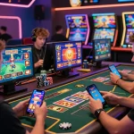 Engaging players using tải b52 club app in modern gaming environment filled with bright colors and excitement