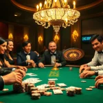 Players enjoying high-stakes poker at a casino table featuring kl99 chips and cards.