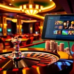 Experience the excitement of VU88 with vibrant poker chips and a glowing roulette wheel in a luxurious casino.