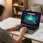 Engaging in online gaming at KING88 with a detailed poker interface, showcasing responsible gaming.