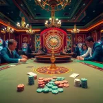 Experience the excitement of gaming at https://hb88z.com/ in a luxurious casino setting with poker tables and slot machines.