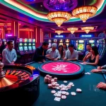 PHWIN casino players enjoying an exciting game at a vibrant roulette table.
