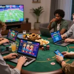 Players enjoying online gaming with BJ888 platform in a vibrant, inviting atmosphere