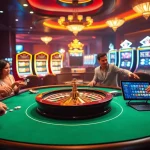 Experience the excitement of trang chủ 69vn at a luxurious casino table surrounded by players and action.