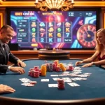 A vibrant online casino scene featuring lively games and exciting odds at https://e2bet-games.org, showcasing professional dealers and poker chips.