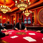 Experience thrilling poker action at vipwin with professional gamblers at a vibrant casino.