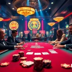 Experience the excitement of nohu90 at a luxurious poker table with vibrant casino elements.