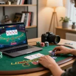Engaging in an online blackjack game on tt88.com with chips and cards visible