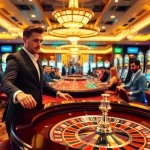 THABET players enjoying a thrilling casino scene with roulette and poker tables.