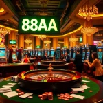 Experience thrilling gameplay at 88AA's lively casino, featuring poker, roulette, and slots in a vibrant setting.