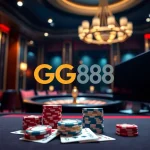 Exciting gaming scene at GG88 casino with poker chips and cards on a luxury table.