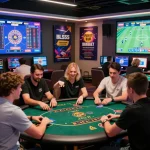 Players enjoying diverse betting games at BL555 online casino with vibrant atmosphere and modern setup.
